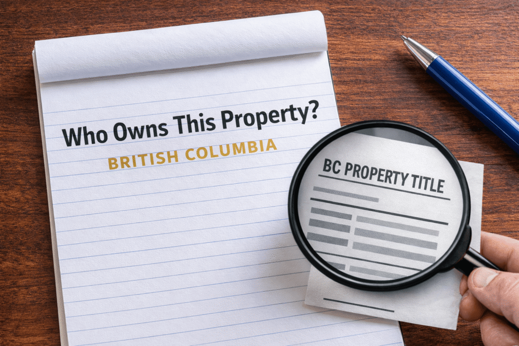 BC property title document showing who owns this property in British Columbia
